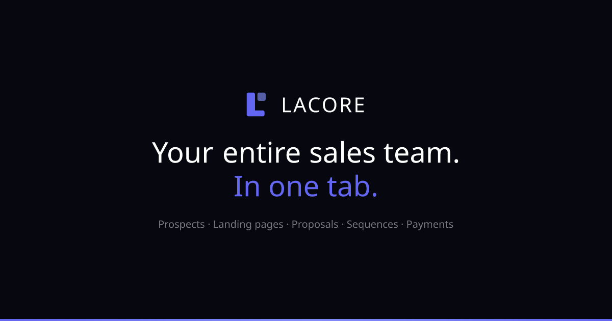 LACORE — Your Entire Sales Team. In One Tab.